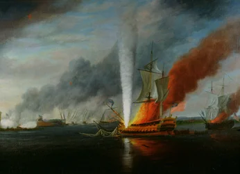 Das Brennen der H.M.S. Augusta im Jahr 1777